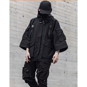 Niepce Japanese Streetwear Men’s 3/4 Patched Cargo Sleeve Jacket Size L (C04)